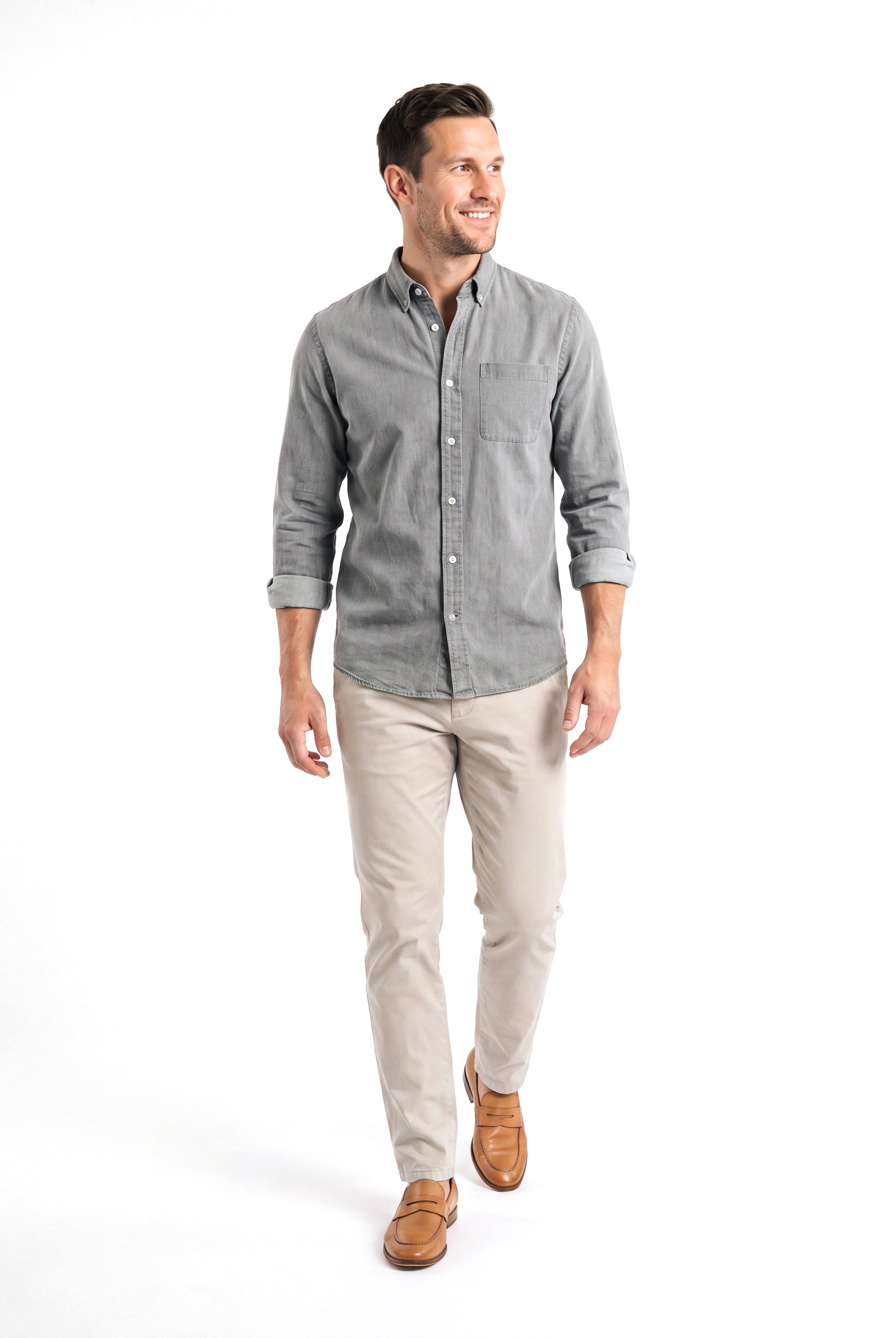 Denim overhemd met borstzakken Heren