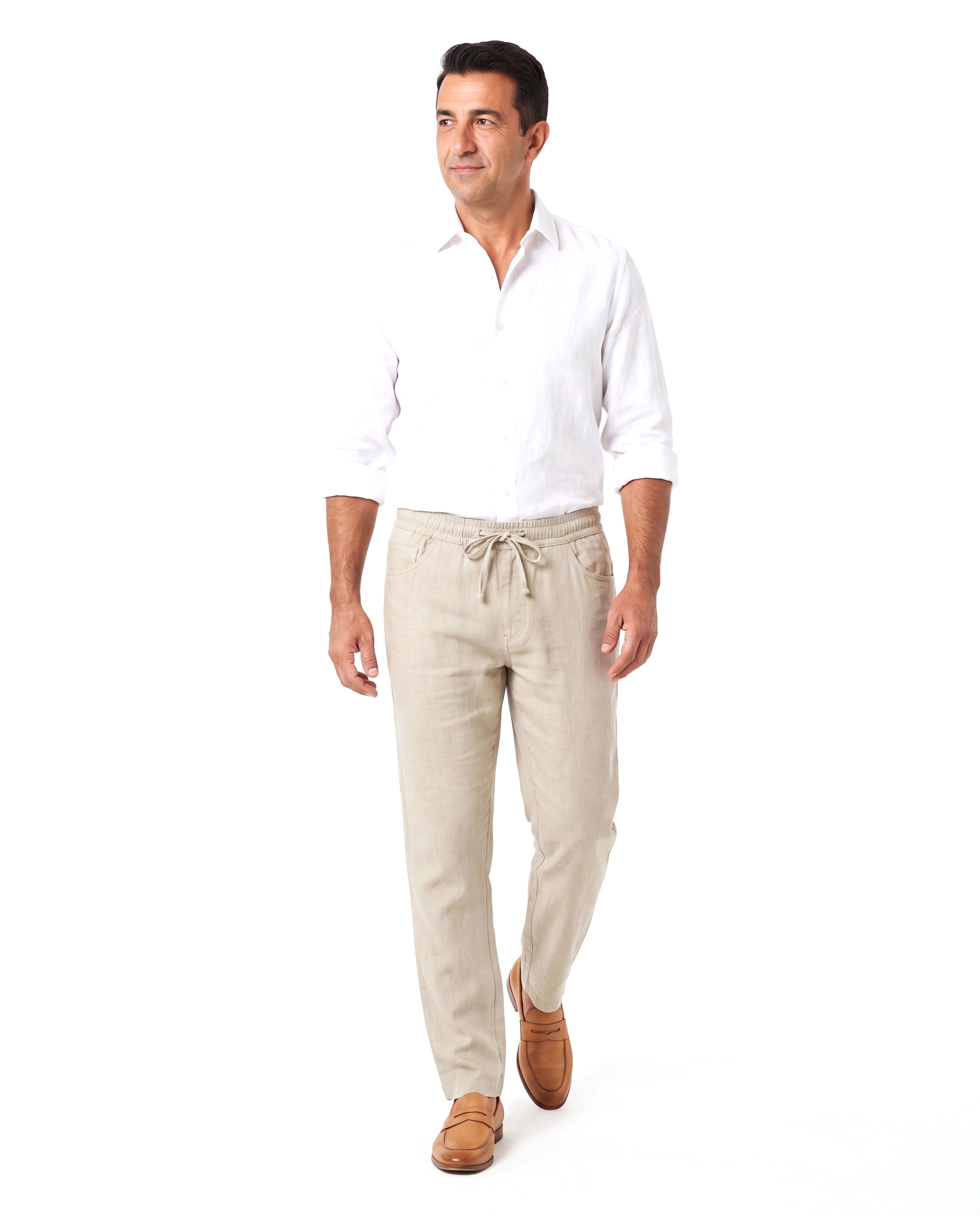 Linnen zomerbroek met elastische taille Heren