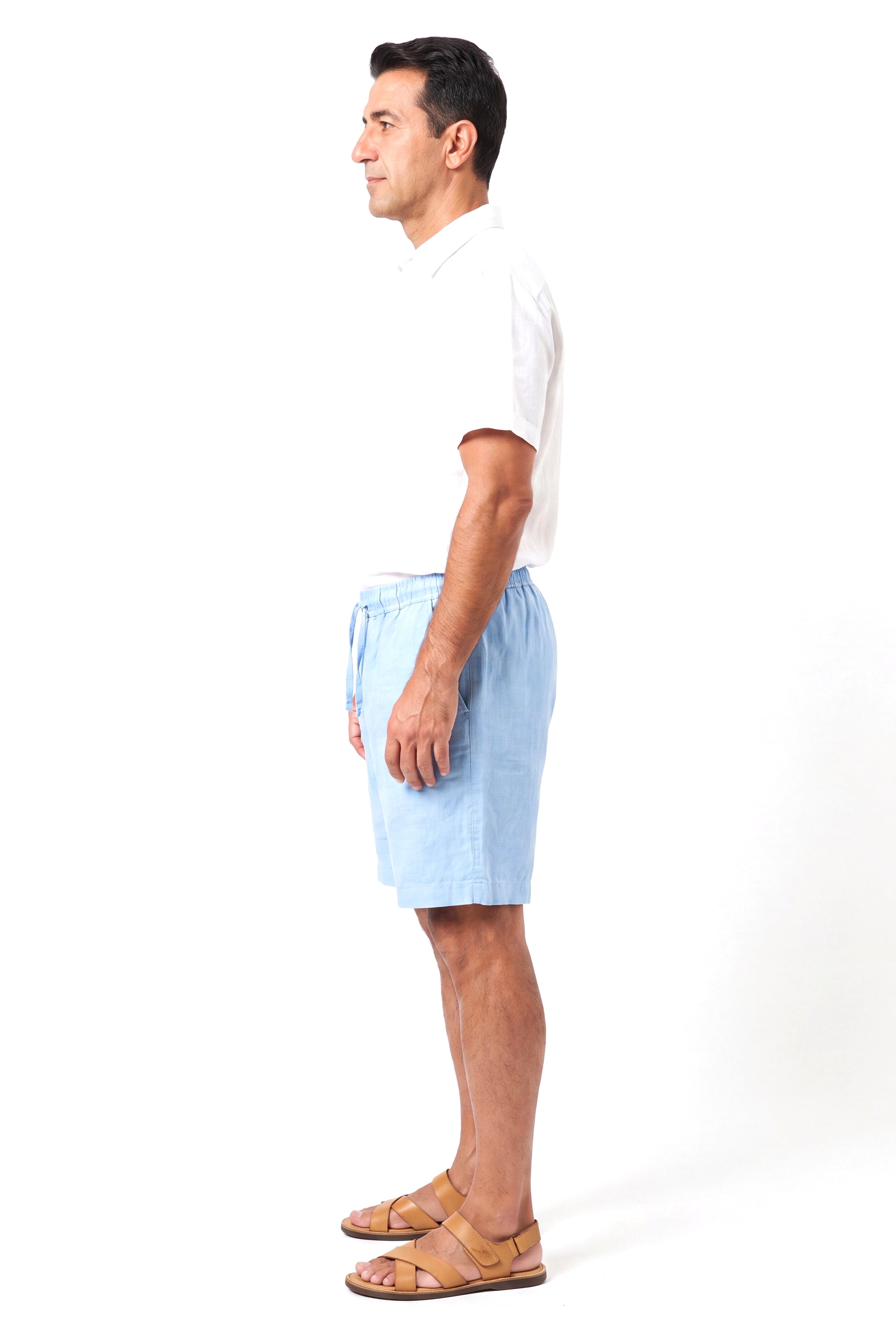 Linnen short met trekkoordtaille Heren