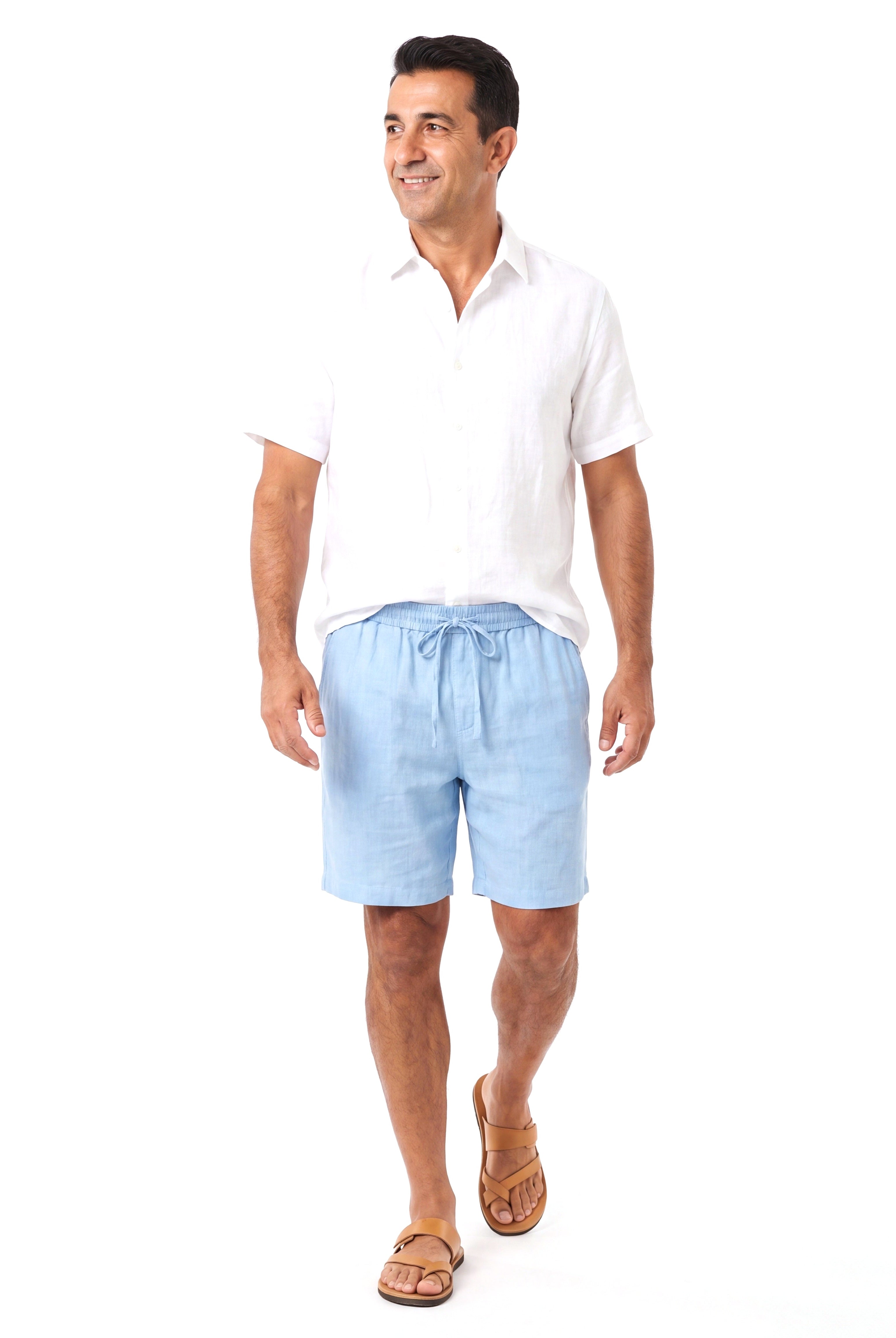 Linnen short met trekkoordtaille Heren