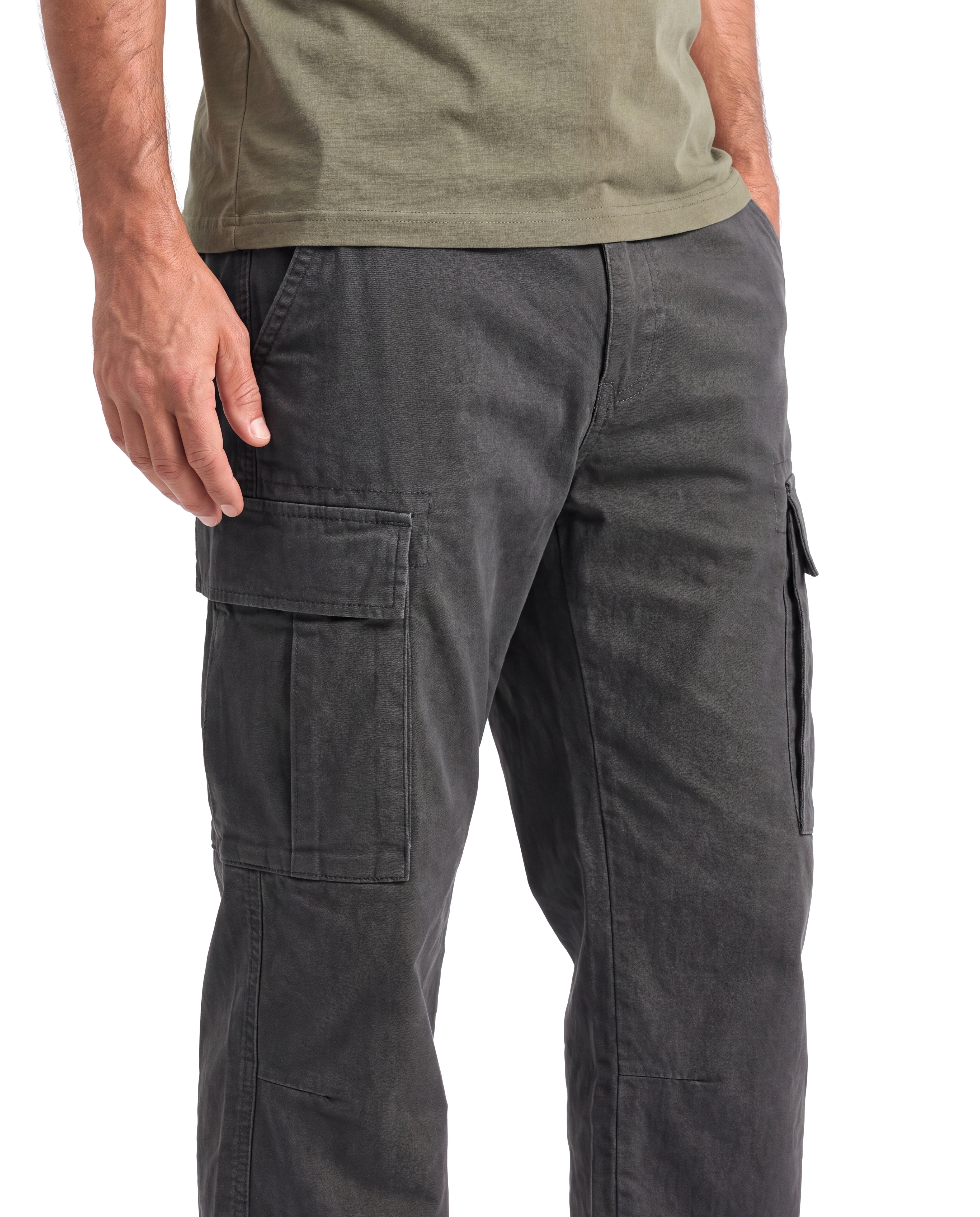 Katoenen cargobroek met zakdetails Heren