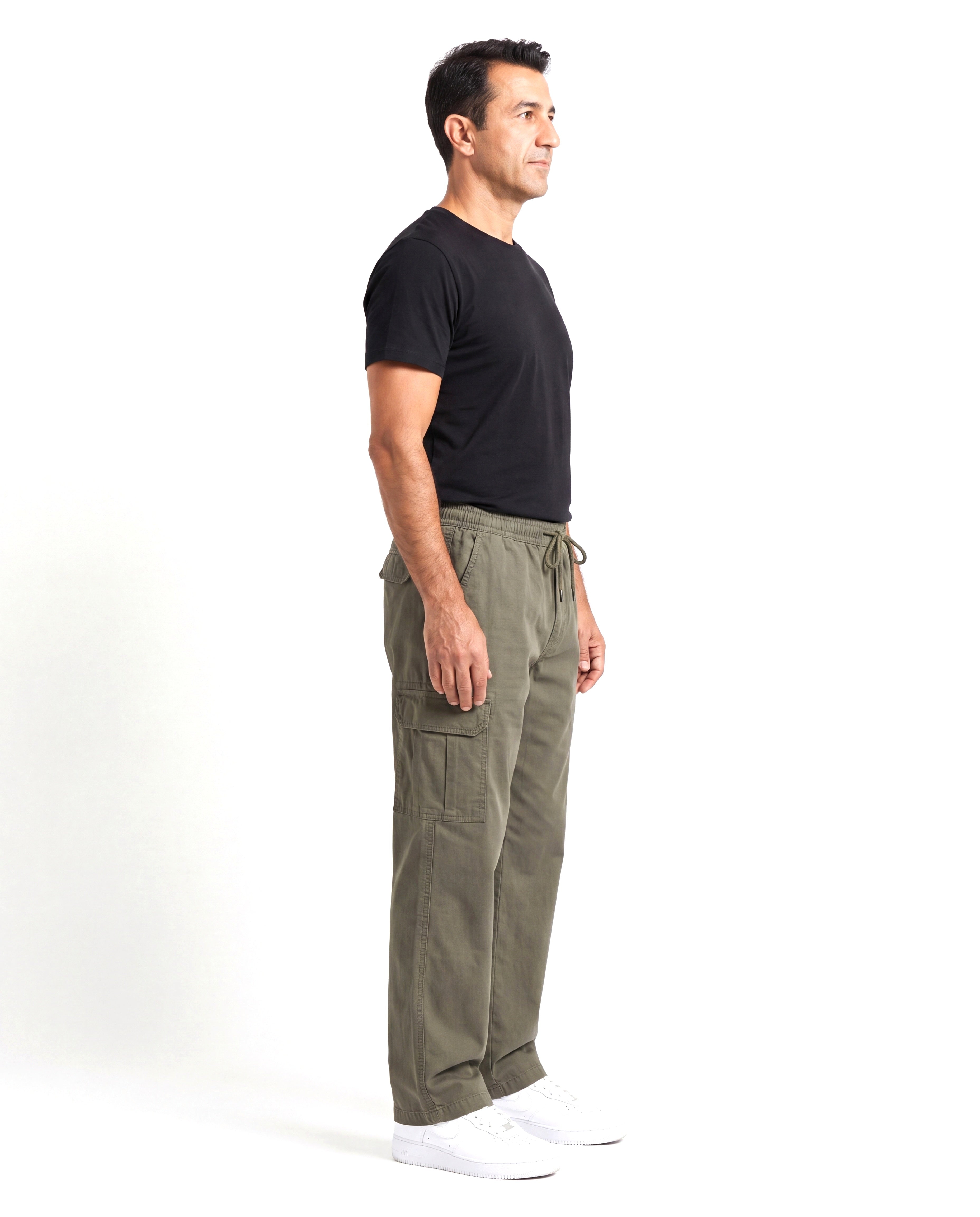 Katoenen cargobroek met elastische taille Heren
