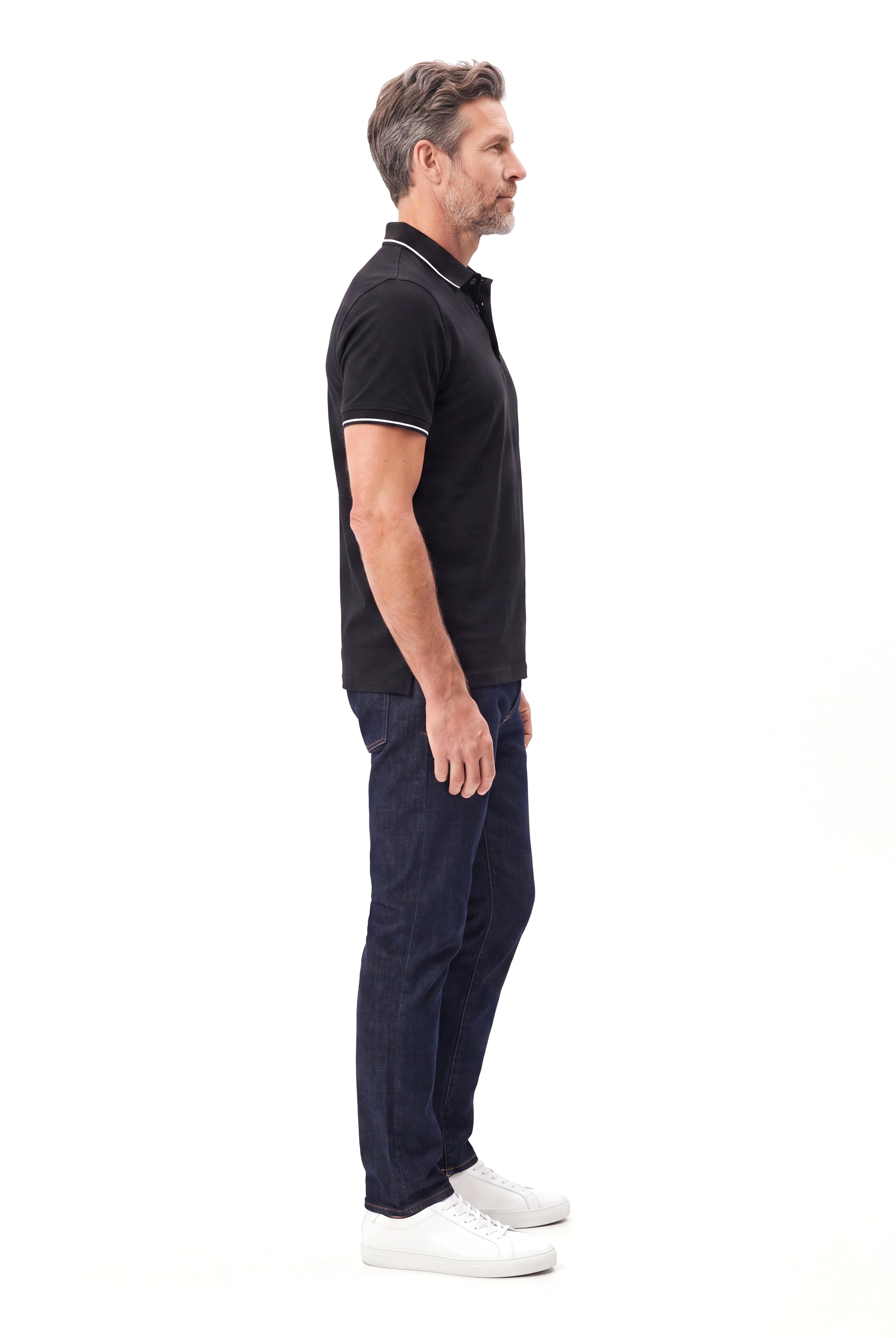 Katoenen polo met contrastbies Heren