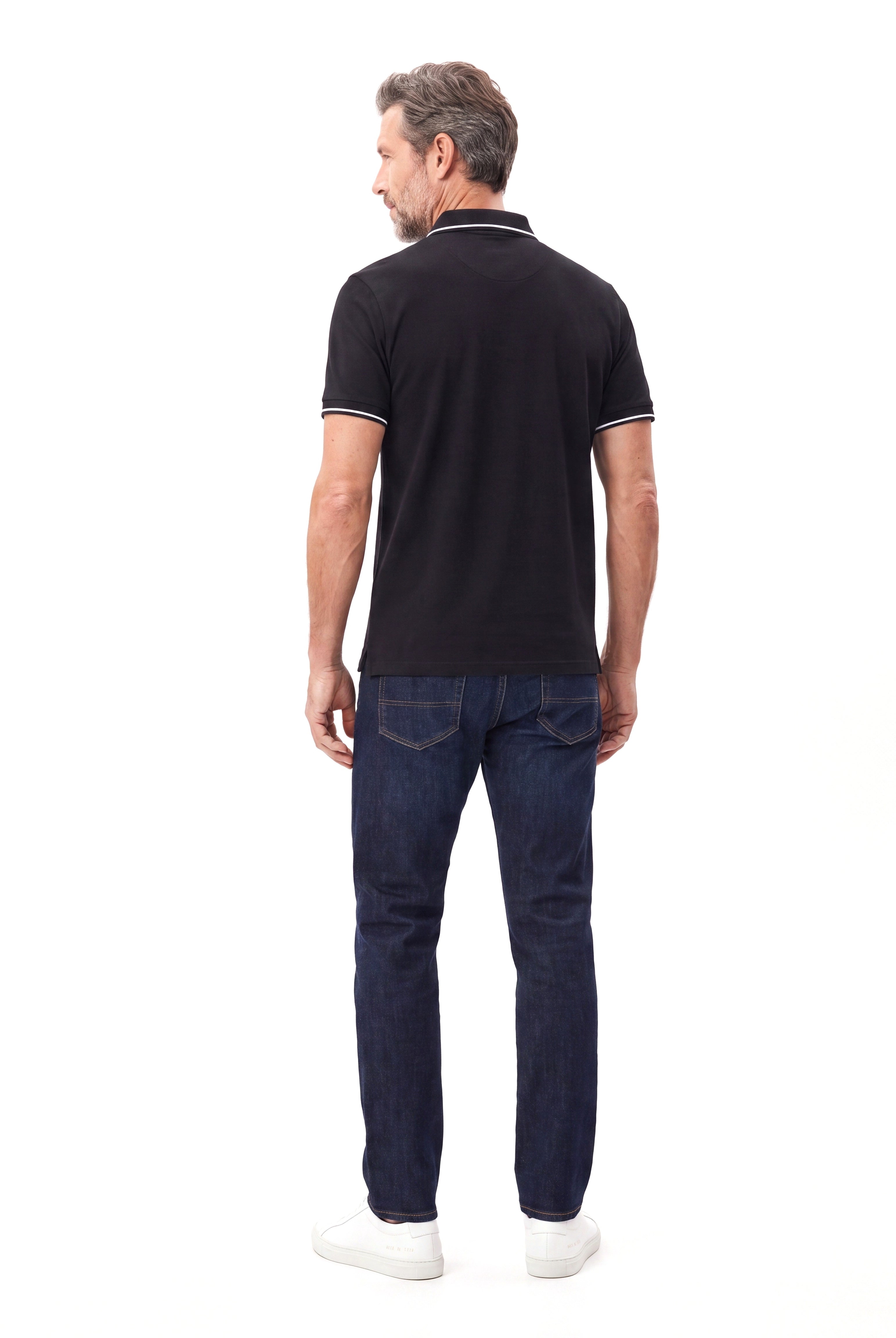 Katoenen polo met contrastbies Heren