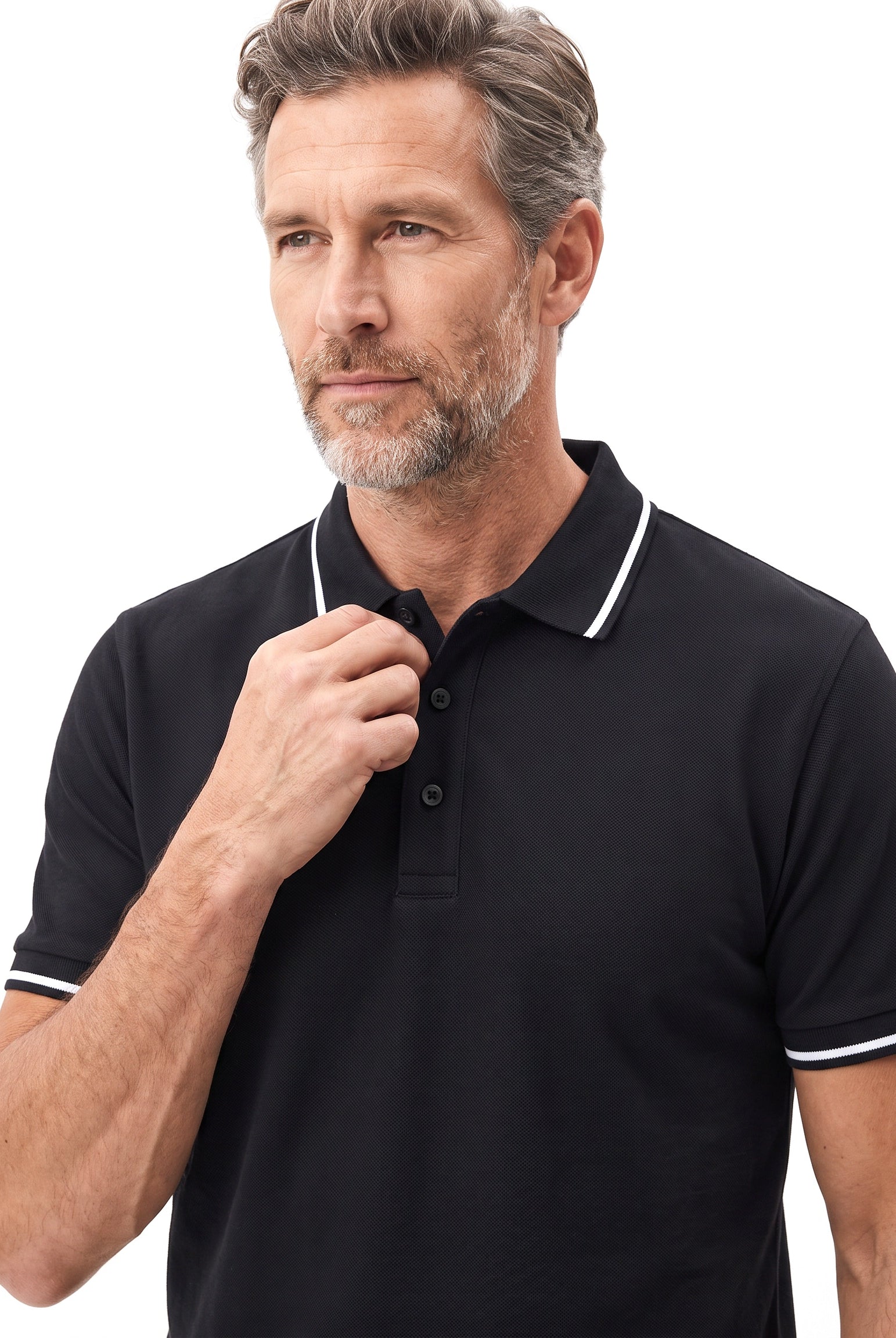 Katoenen polo met contrastbies Heren