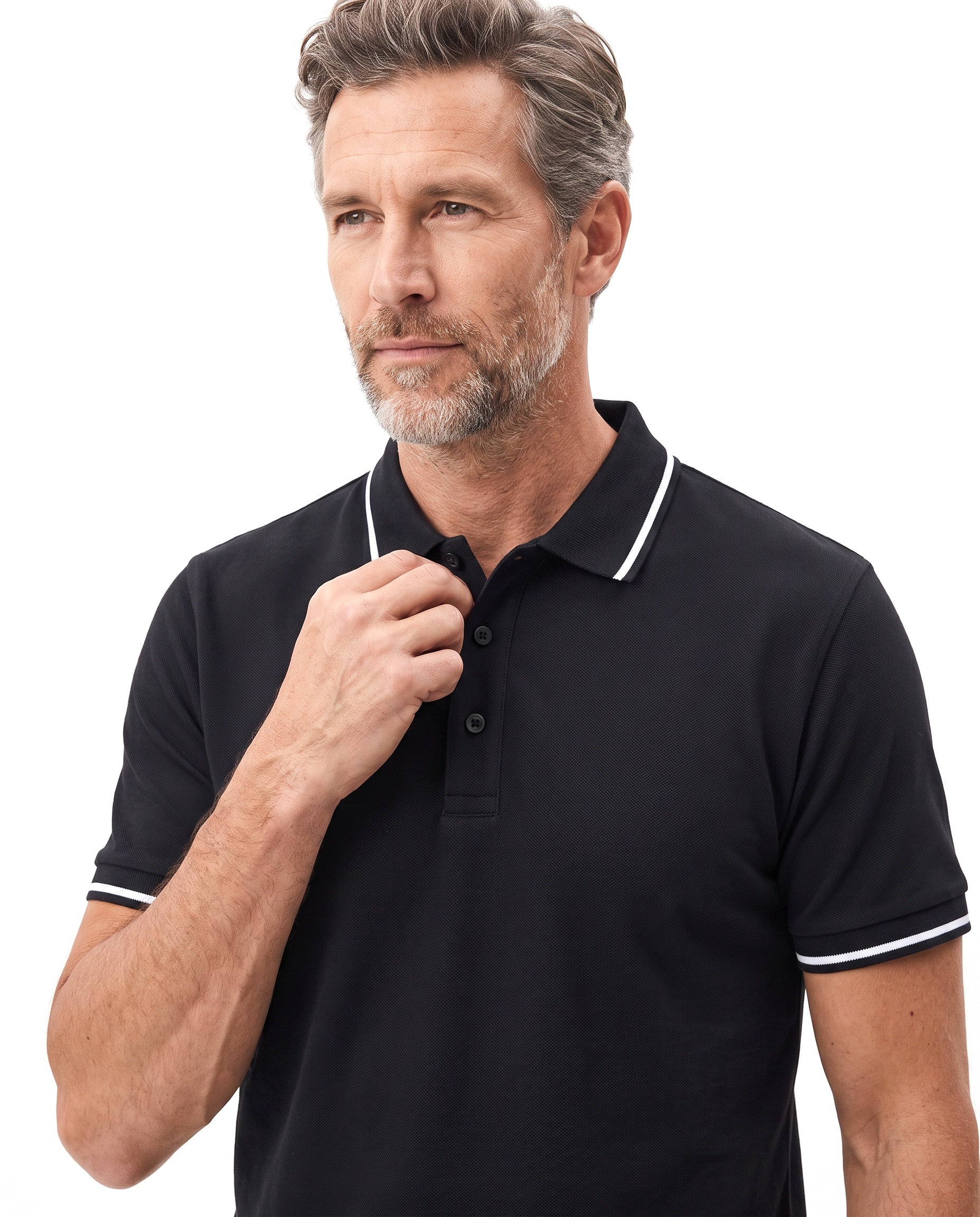 Katoenen polo met contrastbies Heren