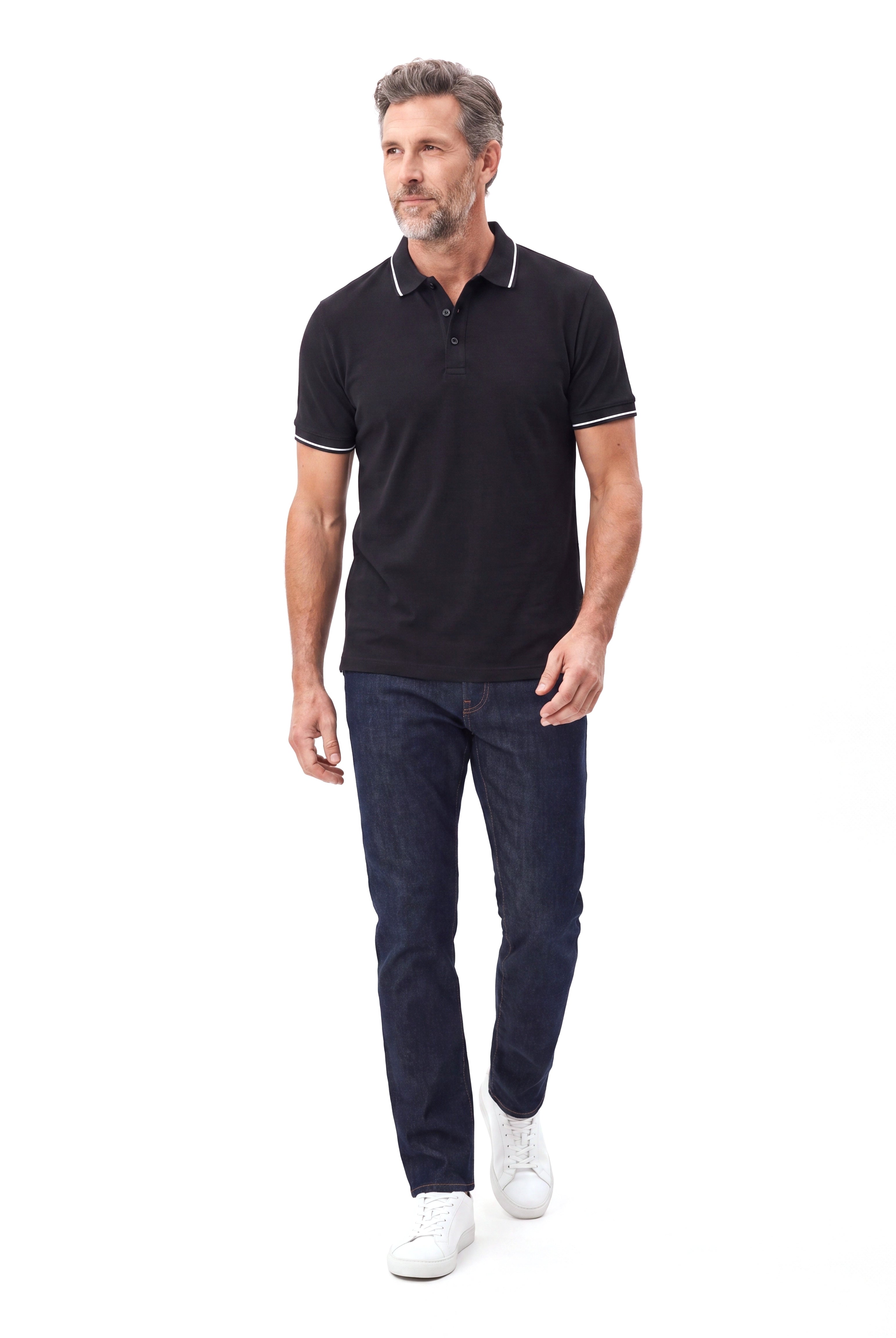 Katoenen polo met contrastbies Heren