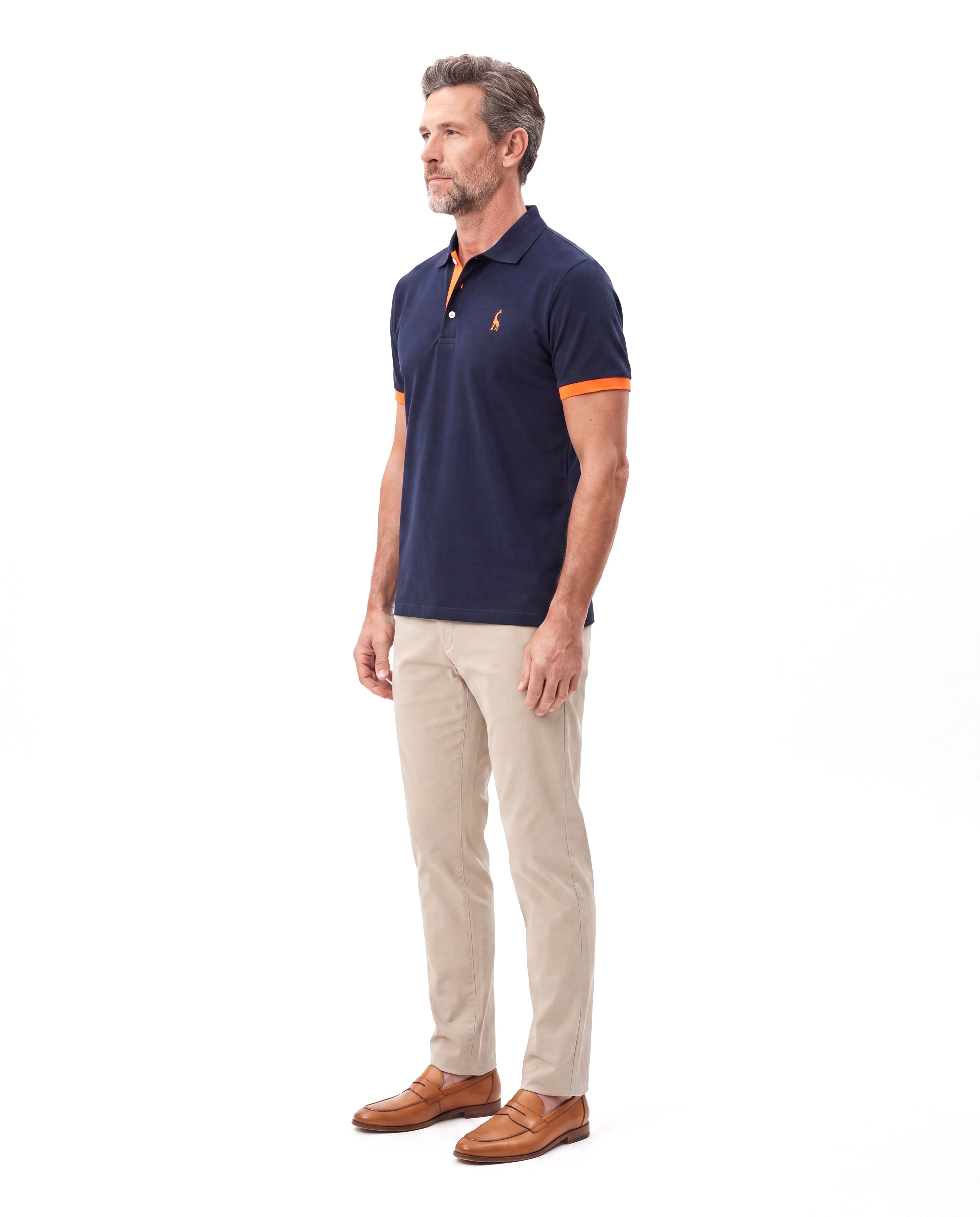 Katoenen Polo Slim Fit met Korte Mouw Heren