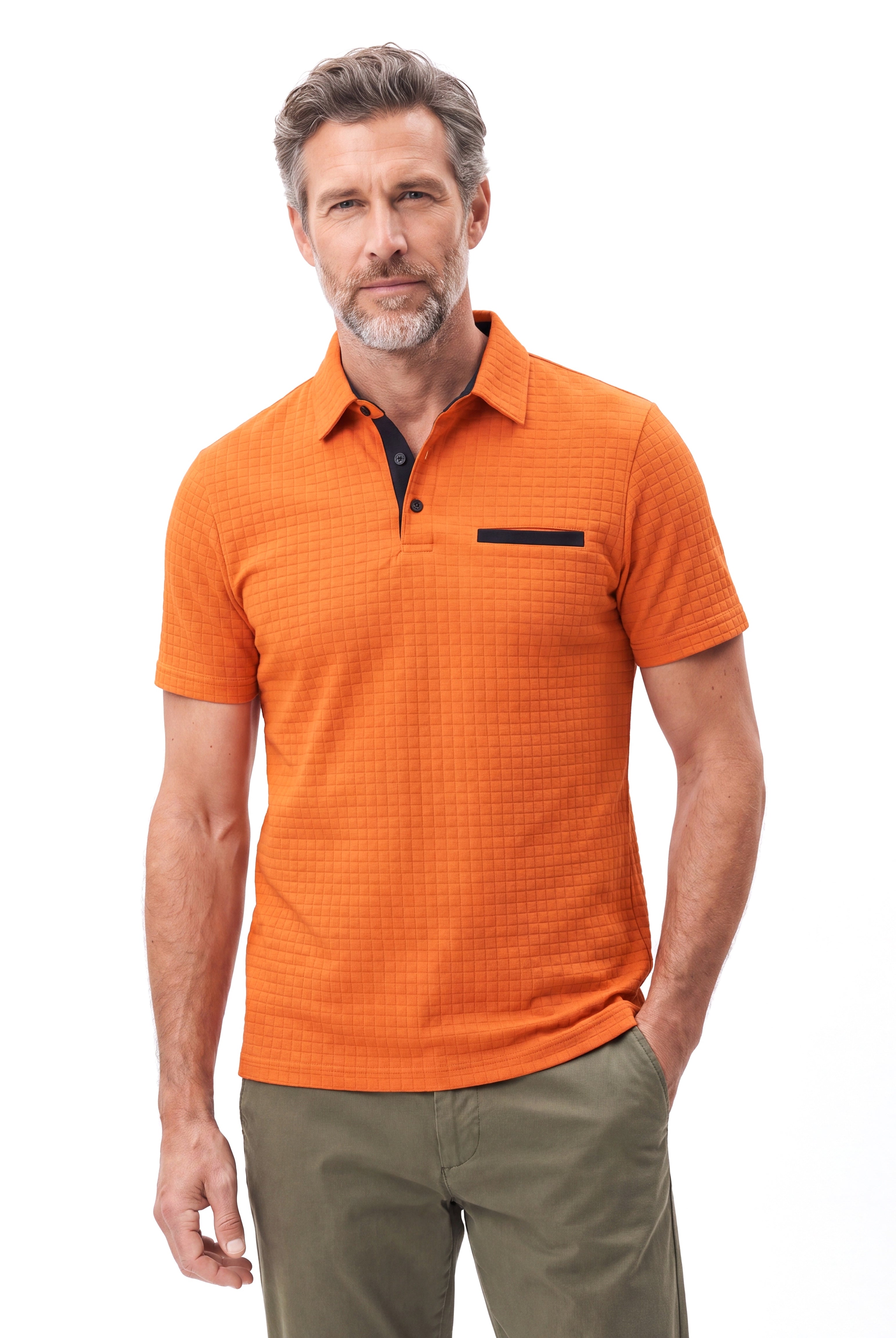 Piqué polo met platte kraagafwerking Heren