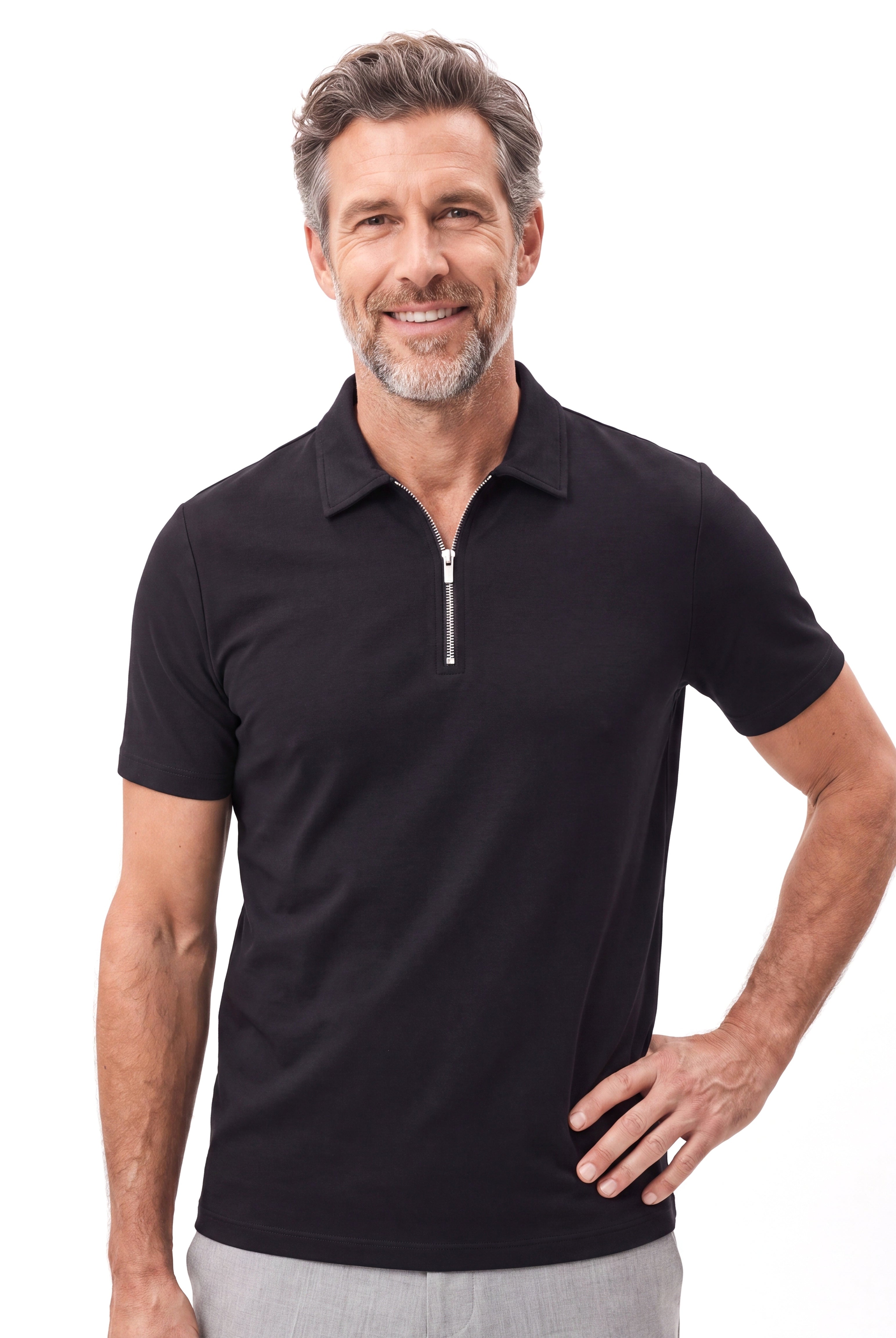 Katoenen polo met ritssluiting Heren