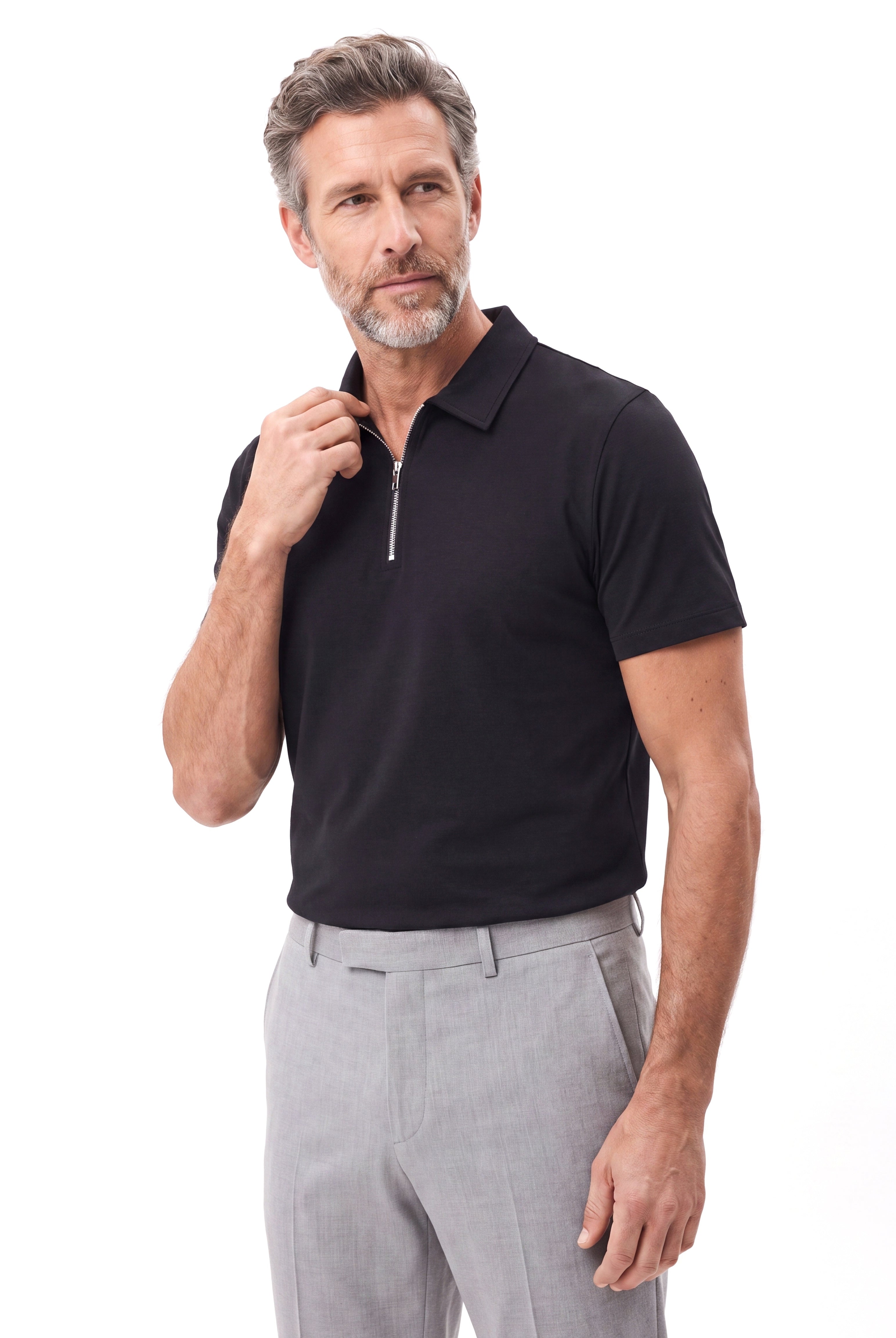 Katoenen polo met ritssluiting Heren