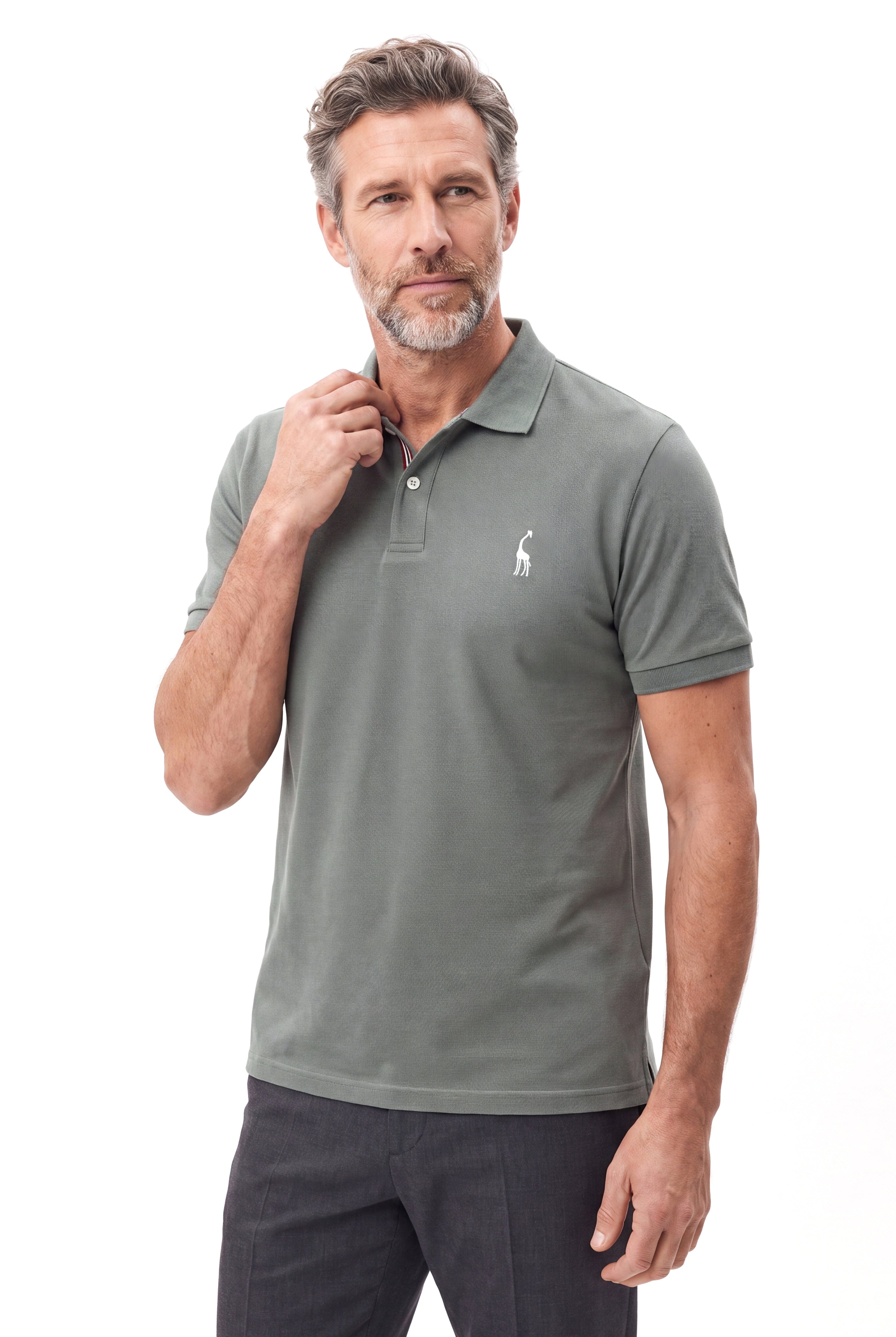 Piqué polo met contrastbies Heren