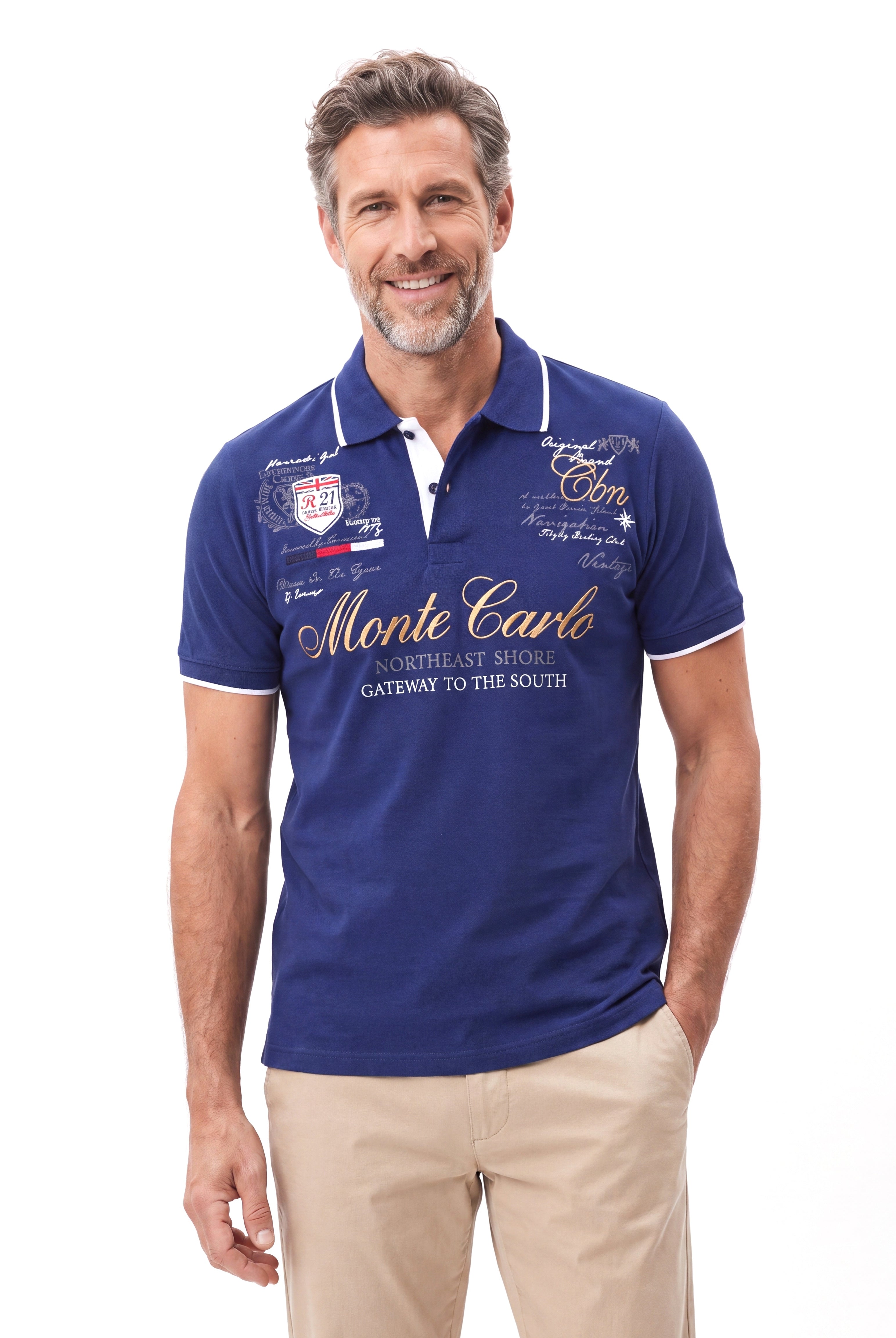 Katoenen polo met printdetail Heren