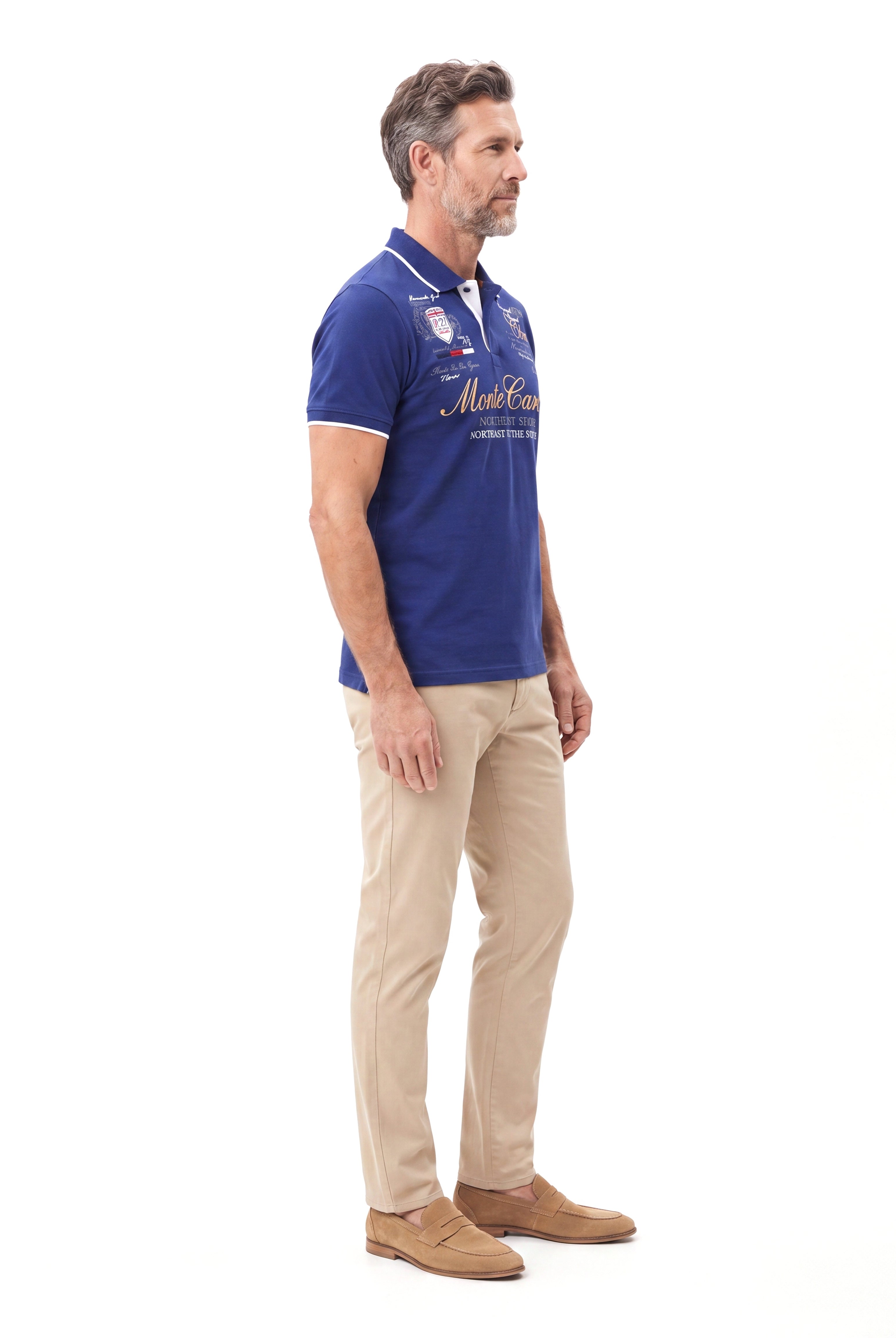 Katoenen polo met printdetail Heren