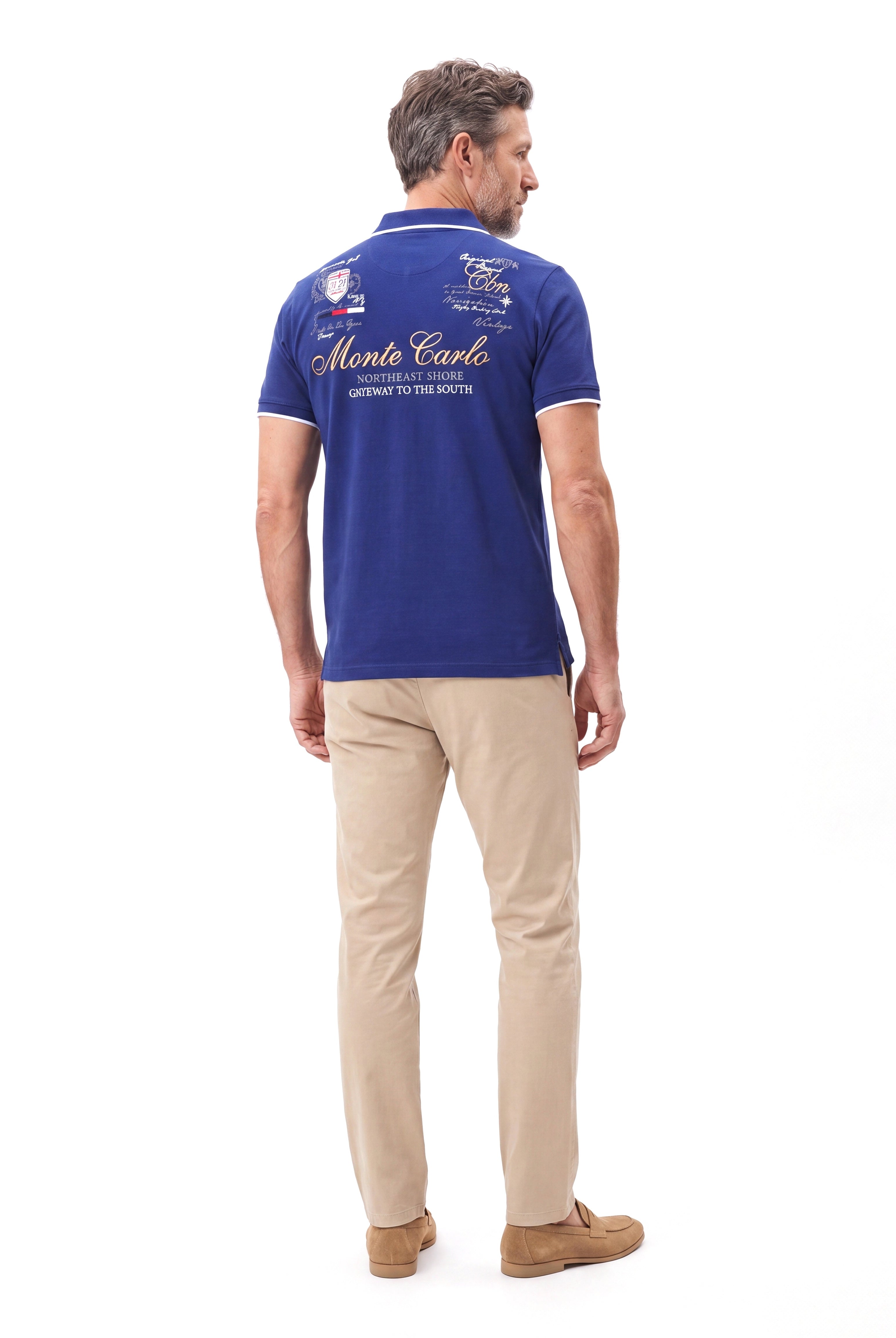 Katoenen polo met printdetail Heren