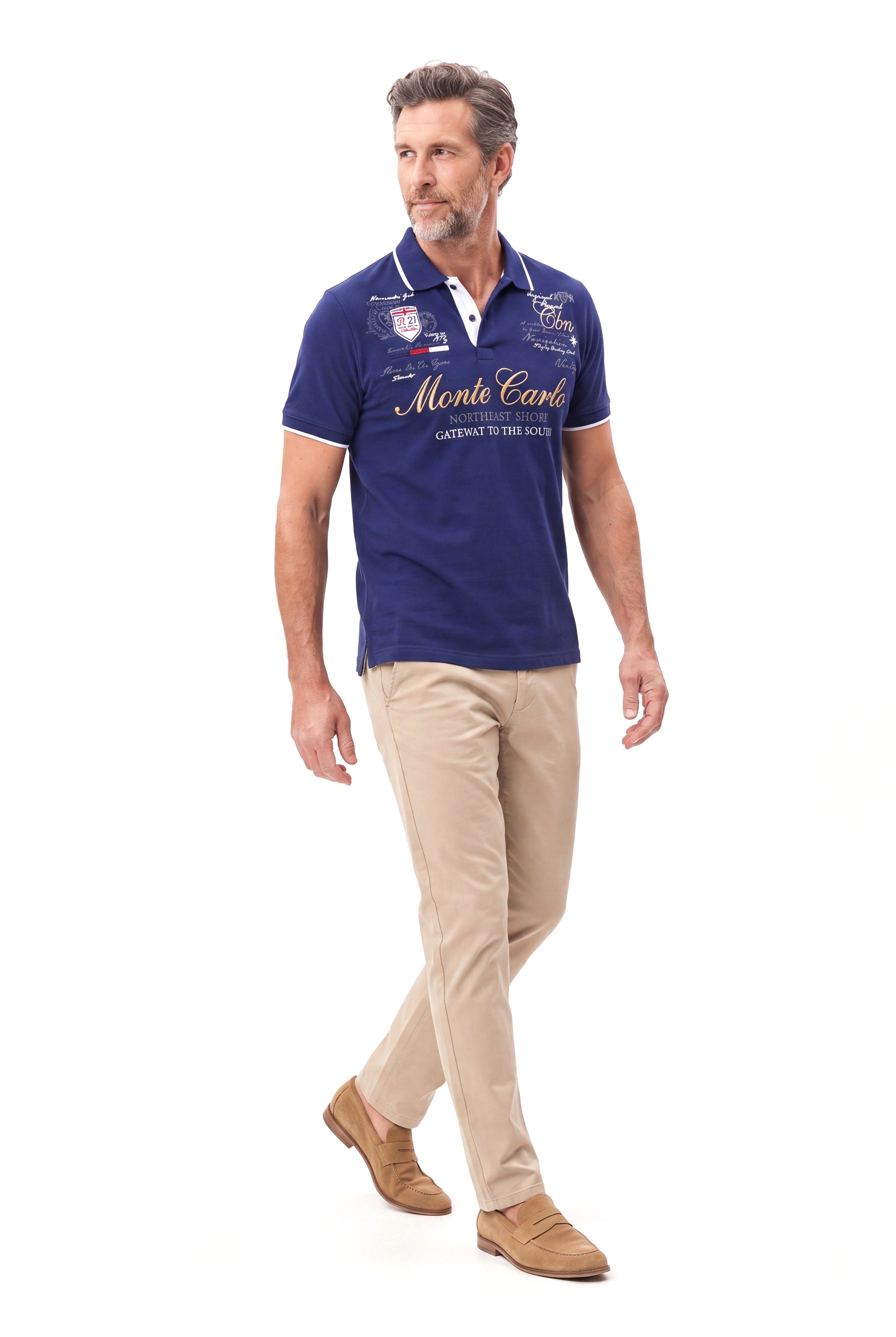 Katoenen polo met printdetail Heren