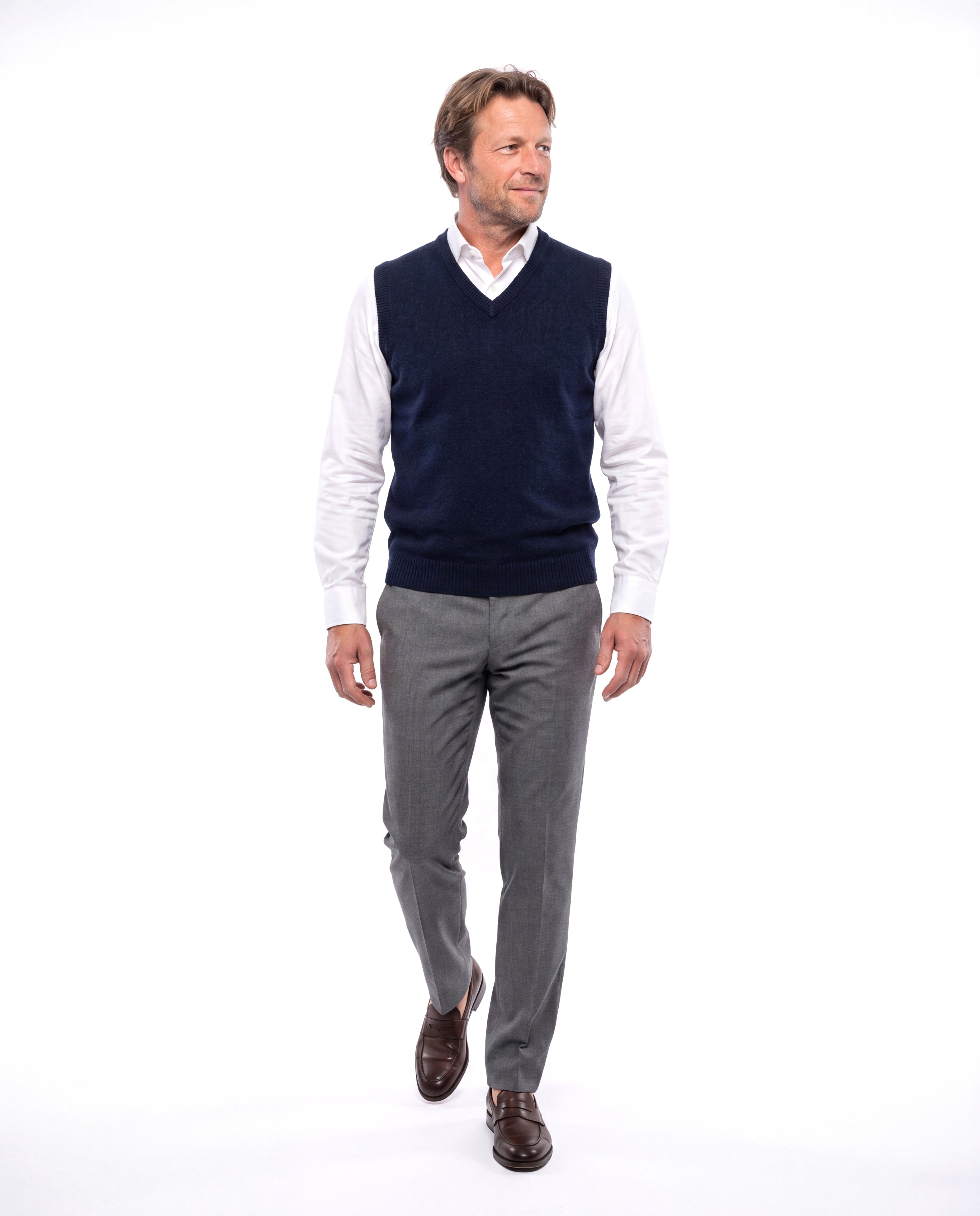 Gebreid vest met V-hals en mouwloos design Heren