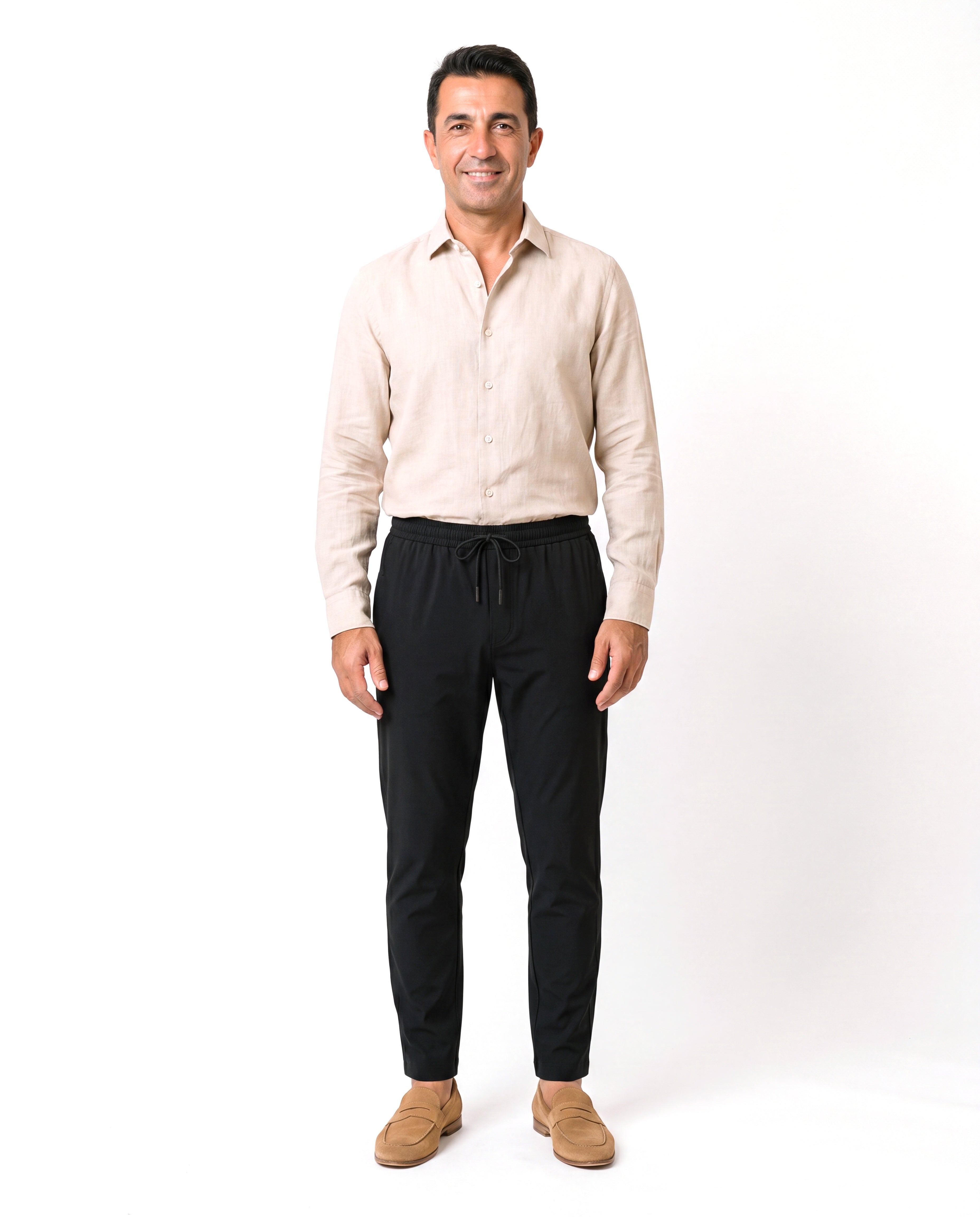 Luchtige broek met elastische tailleband Heren