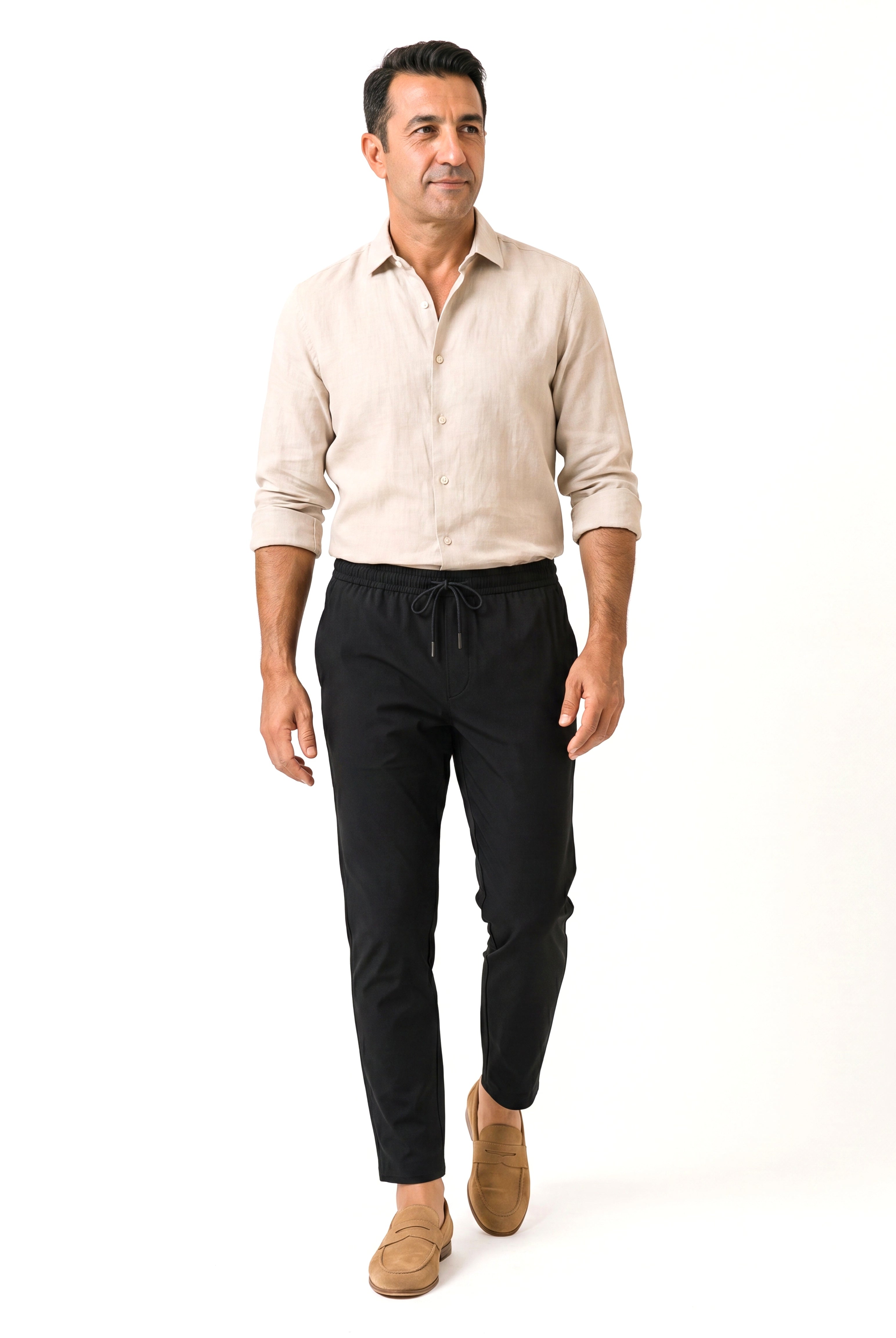 Luchtige broek met elastische tailleband Heren