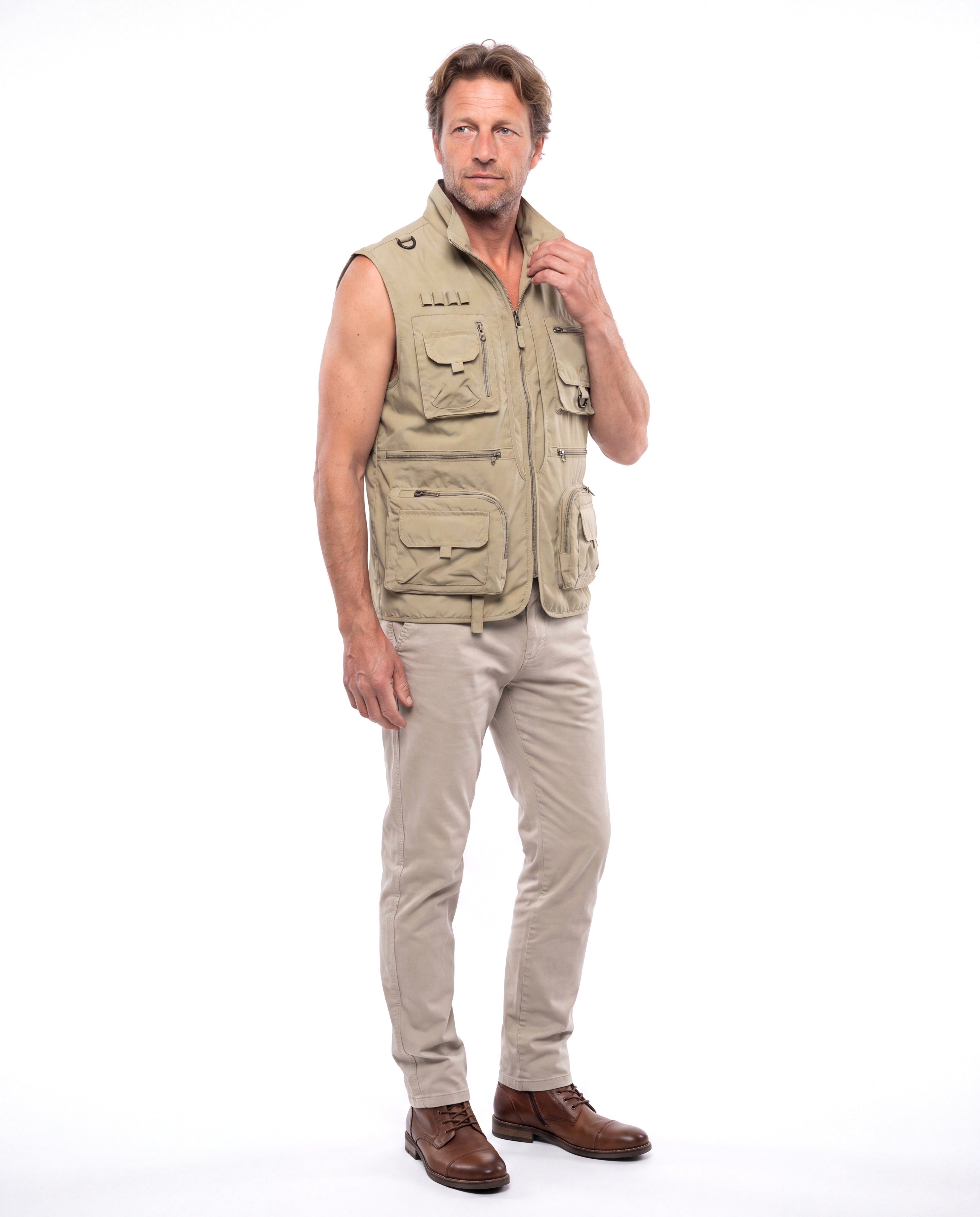 Katoenen utility vest met meerdere zakken Heren
