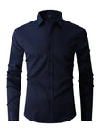 Stretch Overhemd Heren Slim Fit Lange Mouw