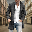 Wollen Trenchcoat Heren Staande Kraag Slim Fit