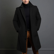 Wollen Lange Jas Heren Klassieke Revers Slim Fit
