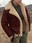 Leren Aviator Jas Heren Sherpa Kraag