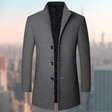 Wollen Winterjas Heren Staande Kraag Slim Fit