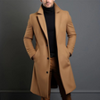 Wollen Lange Jas Heren Klassieke Revers Slim Fit