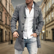 Wollen Trenchcoat Heren Staande Kraag Slim Fit