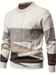 Gebreide Trui Heren Colorblock Kabelpatroon