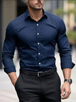 Slim Fit Overhemd Heren Ademend Lange Mouw