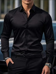 Slim Fit Overhemd Heren Ademend Lange Mouw