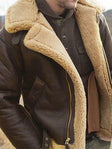 Leren Aviator Jas Heren Sherpa Kraag