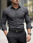 Slim Fit Overhemd Heren Ademend Lange Mouw