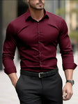 Slim Fit Overhemd Heren Ademend Lange Mouw