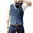 Tweed Gilet Heren Slim Fit Knopen