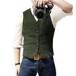 Tweed Gilet Heren Slim Fit Knopen Zakken