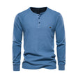 Henley Shirt Heren Waffelstructuur Lange Mouw