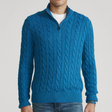 Kabelgebreide Trui Heren Halve Rits Cashmere