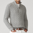 Kabelgebreide Trui Heren Halve Rits Cashmere