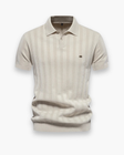 Gebreid Poloshirt Heren Streepstructuur Korte Mouw