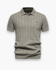 Gebreid Poloshirt Heren Streepstructuur Korte Mouw