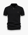 Gebreid Poloshirt Heren Streepstructuur Korte Mouw