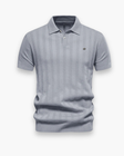 Gebreid Poloshirt Heren Streepstructuur Korte Mouw
