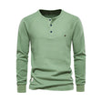 Henley Shirt Heren Waffelstructuur Lange Mouw