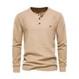 Henley Shirt Heren Waffelstructuur Lange Mouw