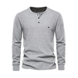Henley Shirt Heren Waffelstructuur Lange Mouw
