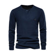 Henley Shirt Heren Waffelstructuur Lange Mouw